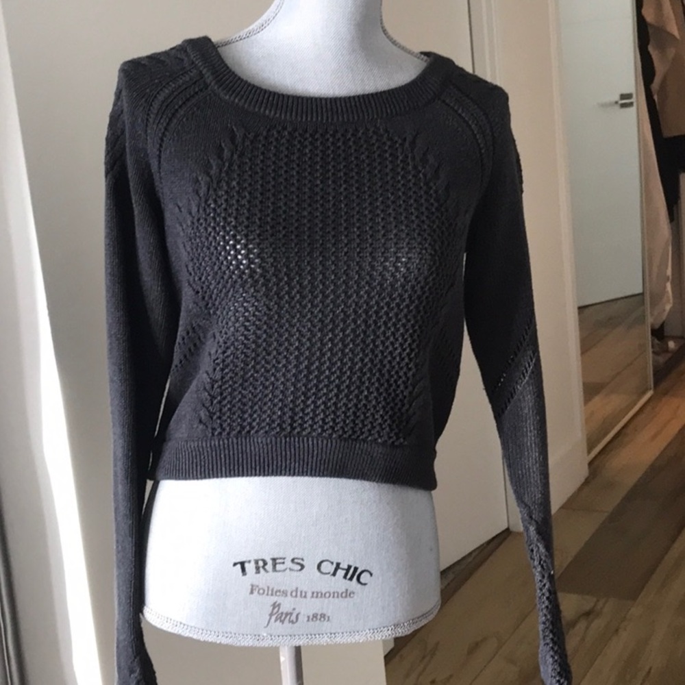 Lululemon Cotton L/S Sweater Charcoal Sz 6